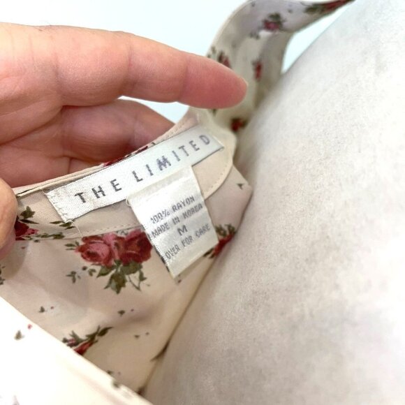 The Limited Skirt Set Womens Medium M Floral Rayon Side Buttons Top Size 8 Cream - Picture 6 of 13